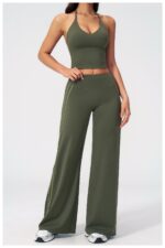 V-Neck Beautiful Back Yoga Outfit for Women, - Image 2