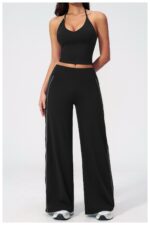 V-Neck Beautiful Back Yoga Outfit for Women, - Image 4
