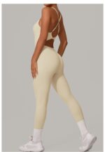 Adjustable Buckle Jumpsuit Crossed Waist and Hip Lifting Exercise Yoga Tight Jumpsuit - Image 9